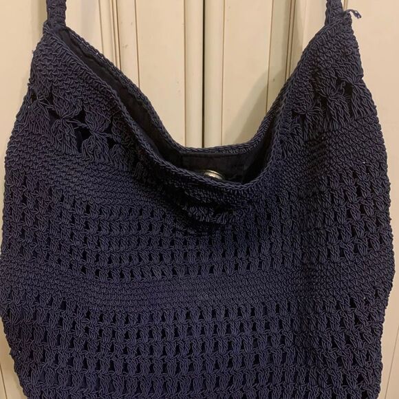 Blue Crochet Purse/Bag Shoulder/Crossbody Med - Picture 1 of 4